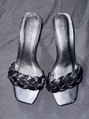 Anne Michelle Black Braided Slide Mules